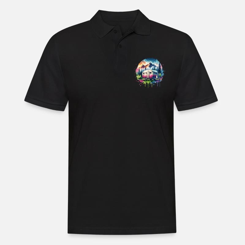Camping Wohnwagen - Männer Poloshirt - Schwarz