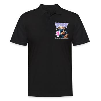 Pferd 4. Geburtstag Mädchen Kinder - Männer Poloshirt - Schwarz - Vorne - Kai (181cm)