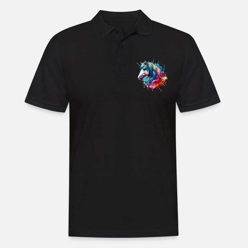 Pferd - Männer Poloshirt - Schwarz