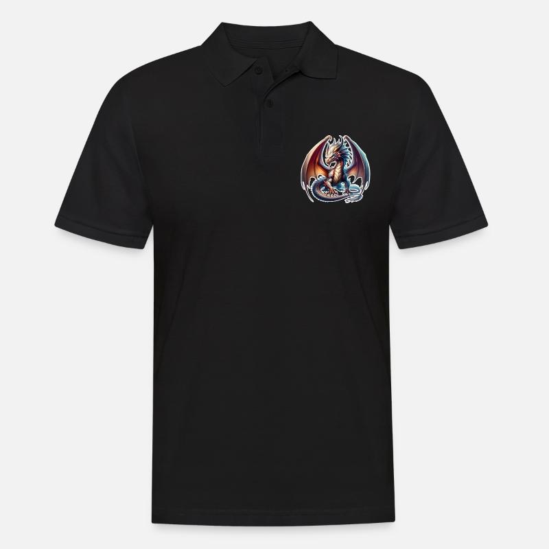 Drache - Männer Poloshirt - Schwarz