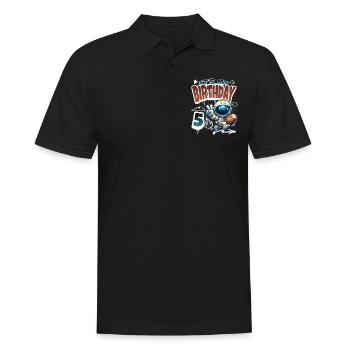 Astronaute 5e anniversaire football - Polo Homme - noir - Devant - Kai (181cm)