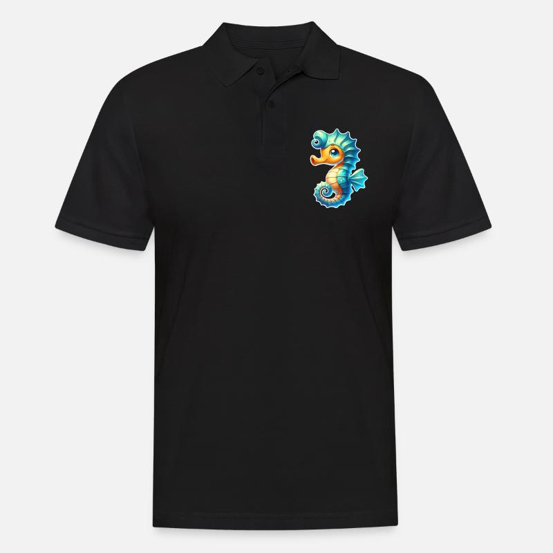 Seepferd Seepferdchen - Männer Poloshirt - Schwarz