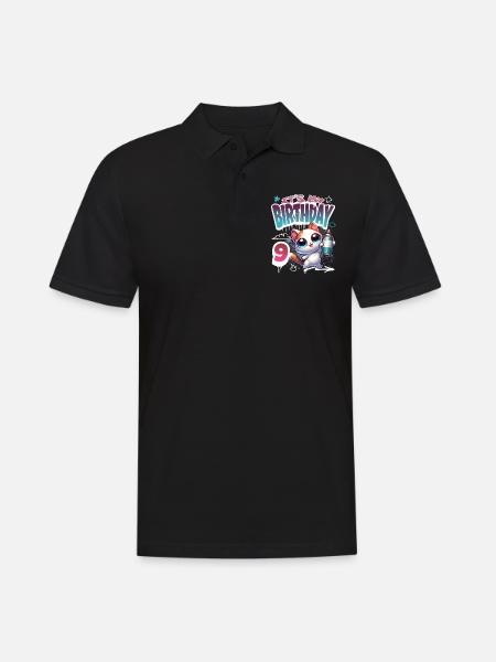 9th Birthday Cat Graffiti - Men's Polo Shirt - black
