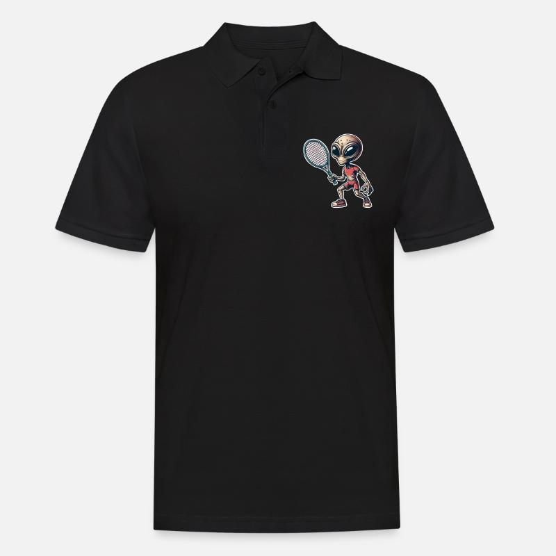 Alien Tennis - Männer Poloshirt - Schwarz