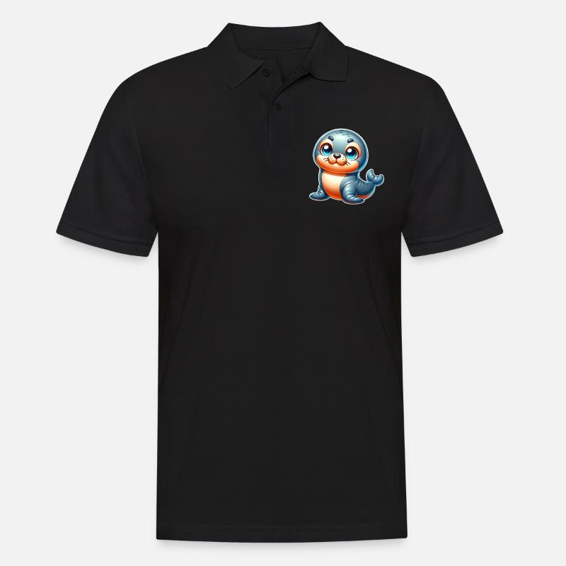 Robbe Seehund - Männer Poloshirt - Schwarz