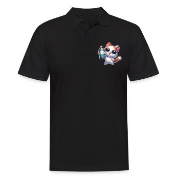 Cat Spray Can Graffiti - Men's Polo Shirt - black - Front - Kai (181cm)