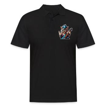 Katze Rock and Roll Gitarrist - Männer Poloshirt - Schwarz - Vorne - Kai (181cm)