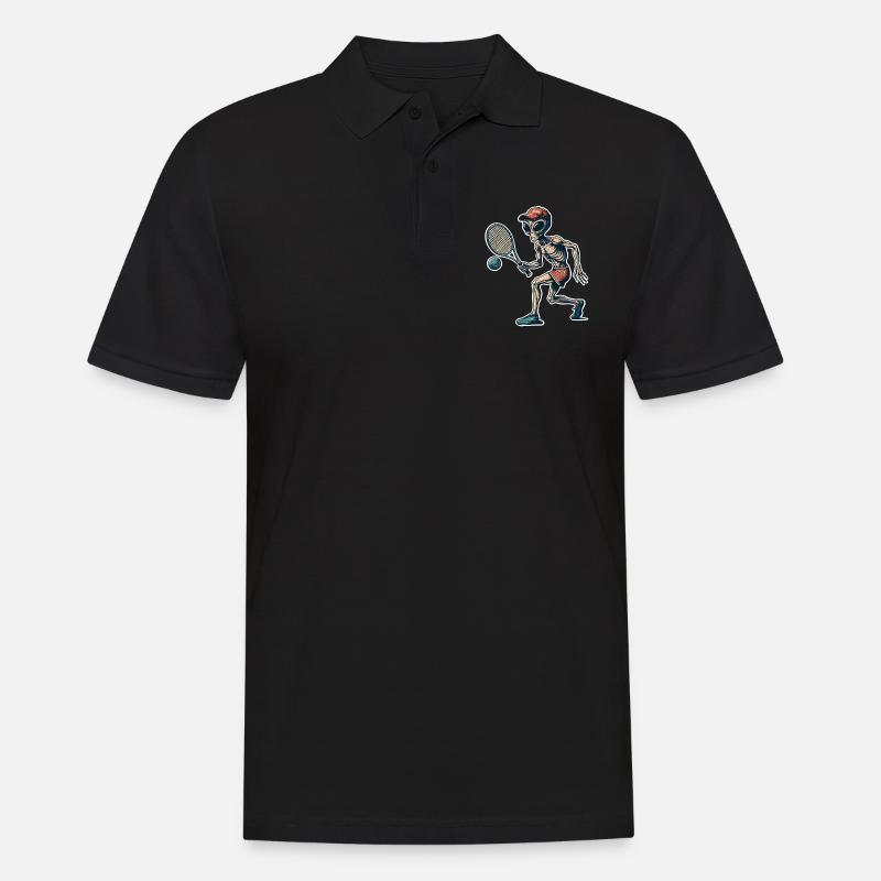 Alien Tennis - Männer Poloshirt - Schwarz