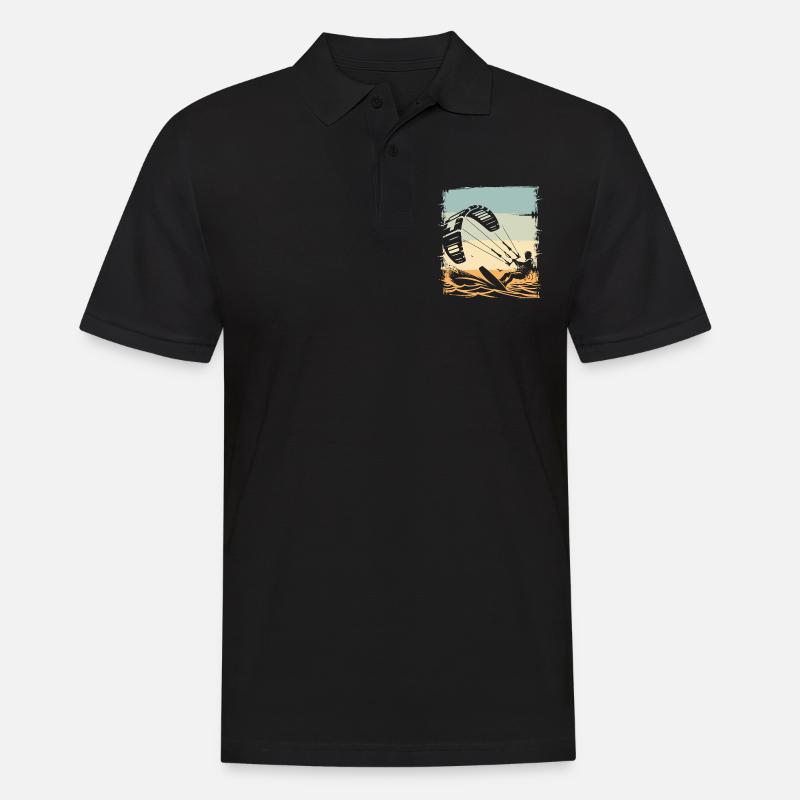 Kitesurfen Kitesurfer Kiteboard - Männer Poloshirt - Schwarz