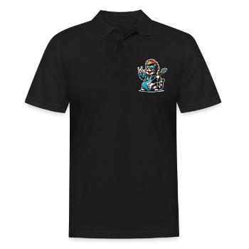 Katze Rock and Roll Gitarrist - Männer Poloshirt - Schwarz - Vorne - Kai (181cm)