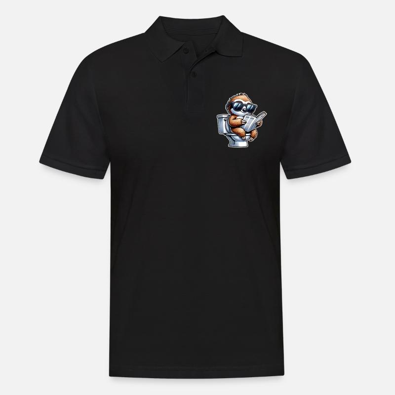 Faultier Toilette Zeitung - Männer Poloshirt - Schwarz