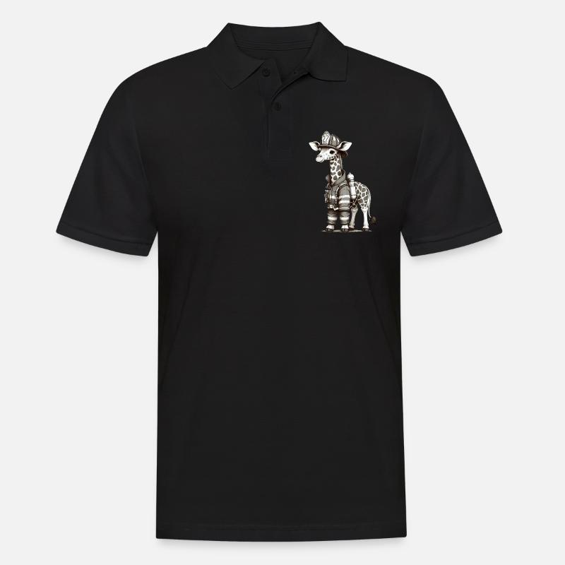 Cute Giraffe Firefighter - Männer Poloshirt - Schwarz