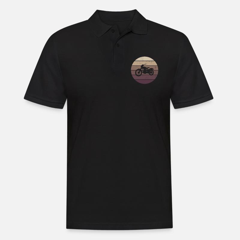 Retro - Motorrad - Oldtimer - Cruising - Männer Poloshirt - Schwarz