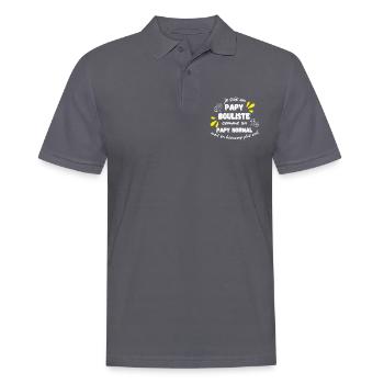 Papy bouliste.Idée cadeau pour papy fan pétanque - Polo Homme - charbon - Devant - Nico (186cm)