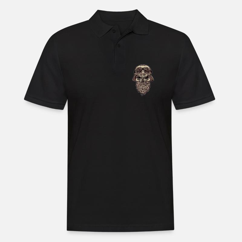 Totenschädel mit Bart und Helm - Männer Poloshirt - Schwarz