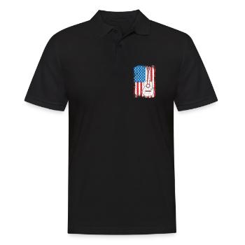 US Flagge Gitarrist - Männer Poloshirt - Schwarz - Vorne - Kai (181cm)