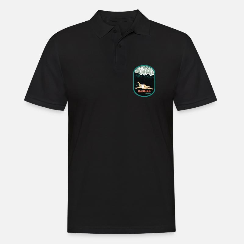 Illustration baigneuse plage de sable noir, Madère - Polo Homme - noir