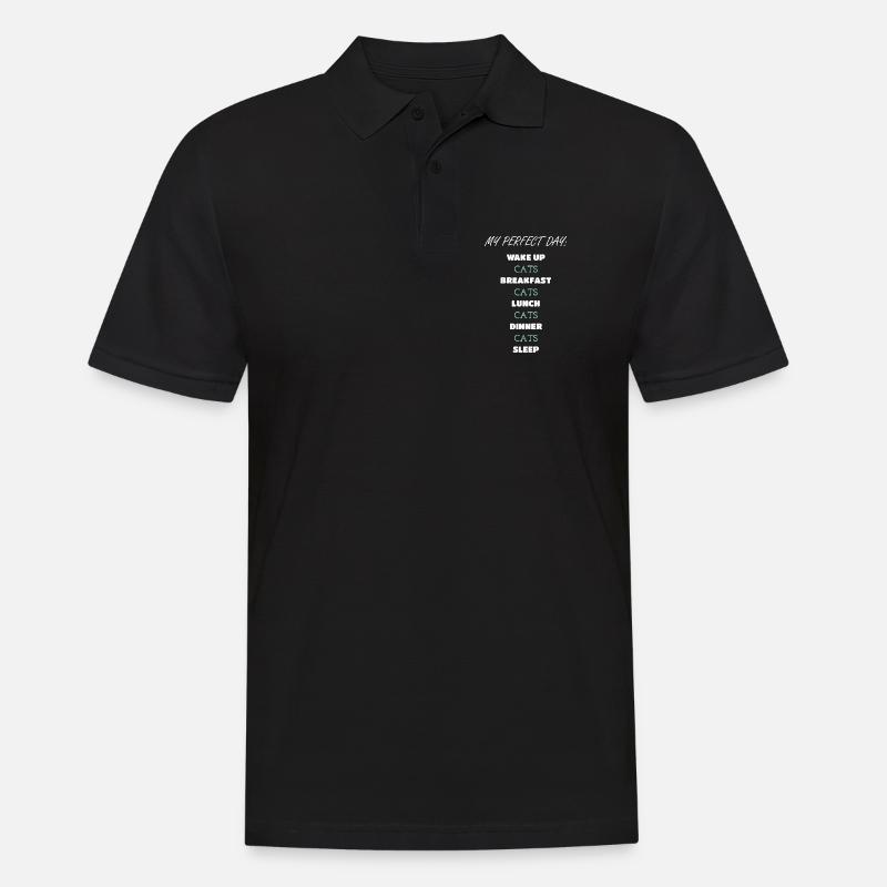 Skurrile Katze Tägliche Routine Design - Männer Poloshirt - Schwarz