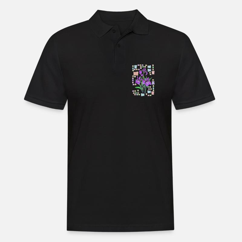 Blumen - Männer Poloshirt - Schwarz