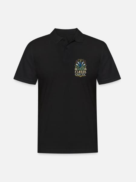 Classy Chaotic Pfau Art Deco - Männer Poloshirt - Schwarz