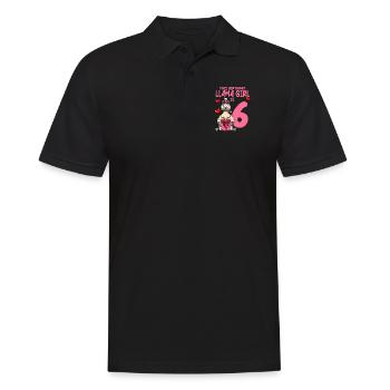 Llama Birthday 6th Birthday Party Alpaca Girl - Men's Polo Shirt - black - Front - Kai (181cm)