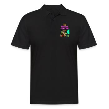 Llama Girl 4th Birthday Party Alpaca - Men's Polo Shirt - black - Front - Kai (181cm)