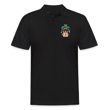 Llama Girl 9th Birthday Party Alpaca - Men's Polo Shirt - black - Front - Kai (181cm)