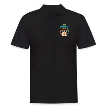 Llama Girl 4th Birthday Party Alpaca - Men's Polo Shirt - black - Front - Kai (181cm)