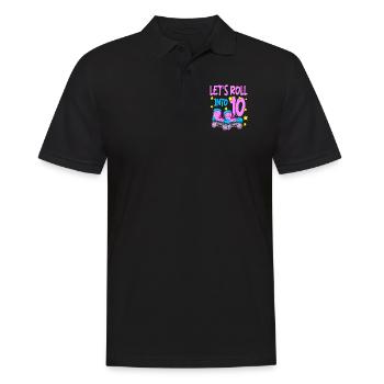 Rollschuh Geburtstag 10. Geburtstag Rollschuhlaufen - Männer Poloshirt - Schwarz - Vorne - Kai (181cm)
