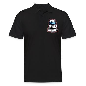 Mein 70er Jahre Kostüm In Der Wäsche Motto Party - Männer Poloshirt - Schwarz - Vorne - Kai (181cm)