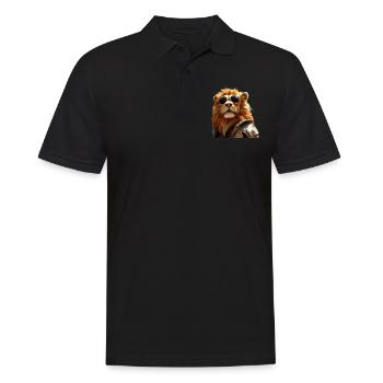 Lion avec des lunettes de soleil Papa Lions Love Wild Lion - Polo Homme - noir - Devant - Kai (181cm)