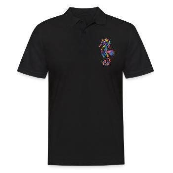 Seepferdchen Pop Art Bunt Aquarist Süßes Seepferd - Männer Poloshirt - Schwarz - Vorne - Kai (181cm)