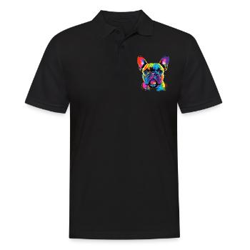 Französische Bulldogge Bunte Farben Pop Art Dogge - Männer Poloshirt - Schwarz - Vorne - Kai (181cm)