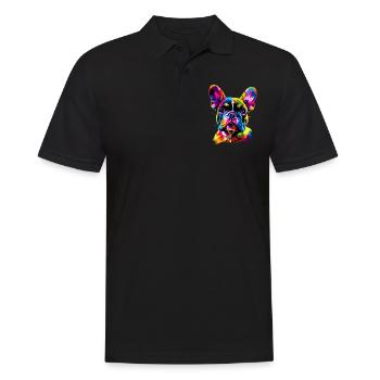 Französische Bulldogge Bunte Farben Pop Art Dogge - Männer Poloshirt - Schwarz - Vorne - Kai (181cm)