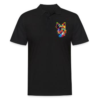 Yorkshire Terrier Couleurs vives Popart Chiens Yorkie - Polo Homme - noir - Devant - Kai (181cm)