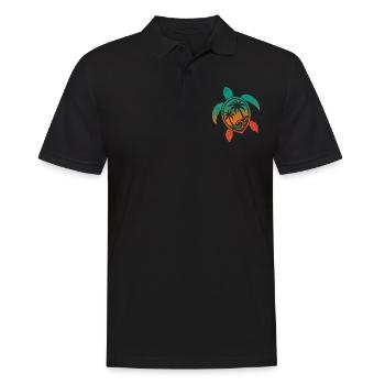 Schildkröten Motiv Wellen Festival Turtle Surfer - Männer Poloshirt - Schwarz - Vorne - Kai (181cm)