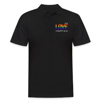 Wear love everywhere you go - LGBTQI Gay Pride CSD - Männer Poloshirt - Schwarz - Vorne - Kai (181cm)