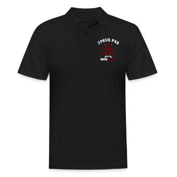 j peux pas j ai chasse avec mon papa - Polo Homme - noir - Devant - Kai (181cm)