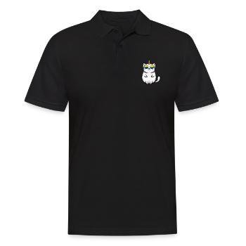LGBT Pride Regenbogen Katze Sonnenbrille Einhorn - Männer Poloshirt - Schwarz - Vorne - Kai (181cm)