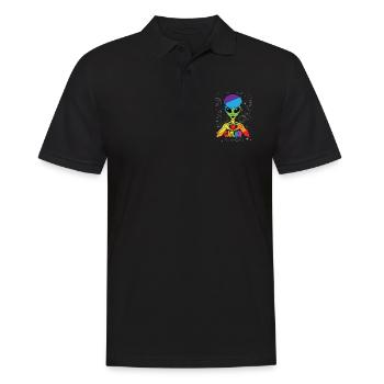 Gay Lesbienne Alien Heart Motif Couple - Polo Homme - noir - Devant - Kai (181cm)