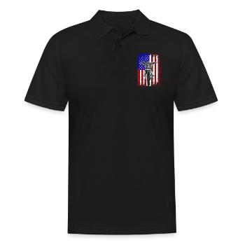 Cadeau de drapeau USA moto - Polo Homme - noir - Devant - Kai (181cm)