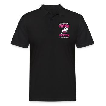 Geboren um mit Mama Reiten zu gehen Pferde - Männer Poloshirt - Schwarz - Vorne - Kai (181cm)