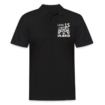 15th birthday level 15 gamer gift - Men's Polo Shirt - black - Front - Kai (181cm)
