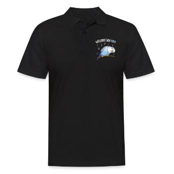Wellensittich Papa Blausittich Vater Blau - Männer Poloshirt - Schwarz - Vorne - Kai (181cm)