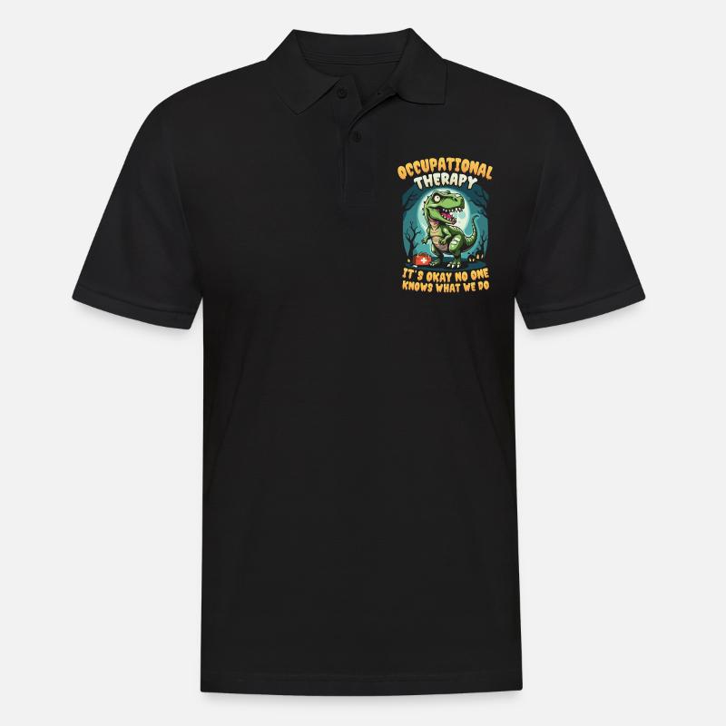 Funny Dino: Occupational Therapy Design - Men's Polo Shirt - black