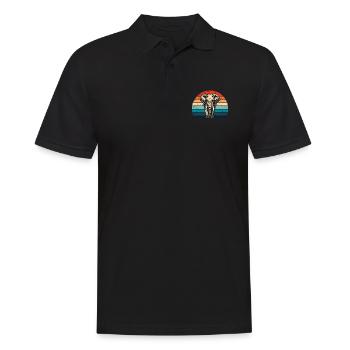 Elefant - Großwild, Stoßzahn, Elfenbein sunset - Männer Poloshirt - Schwarz - Vorne - Kai (181cm)