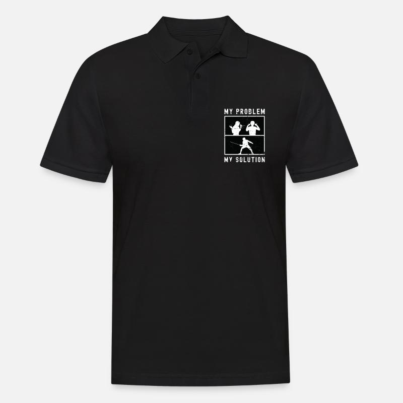Fencer My Problem My Solution Pictogram Dad Mom - Männer Poloshirt - Schwarz