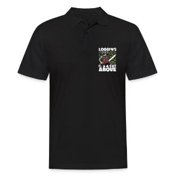 Logging It's A Cut Above Lumber Worker Logger - Männer Poloshirt - Schwarz - Vorne - Kai (181cm)