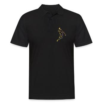 Lebendige Handballsilhouette im Regenbogen - Männer Poloshirt - Schwarz - Vorne - Kai (181cm)