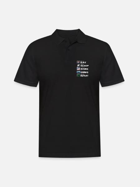 Eat Sleep Anime Gaming Repeat Kawaii Otaku Anime - Men's Polo Shirt - black